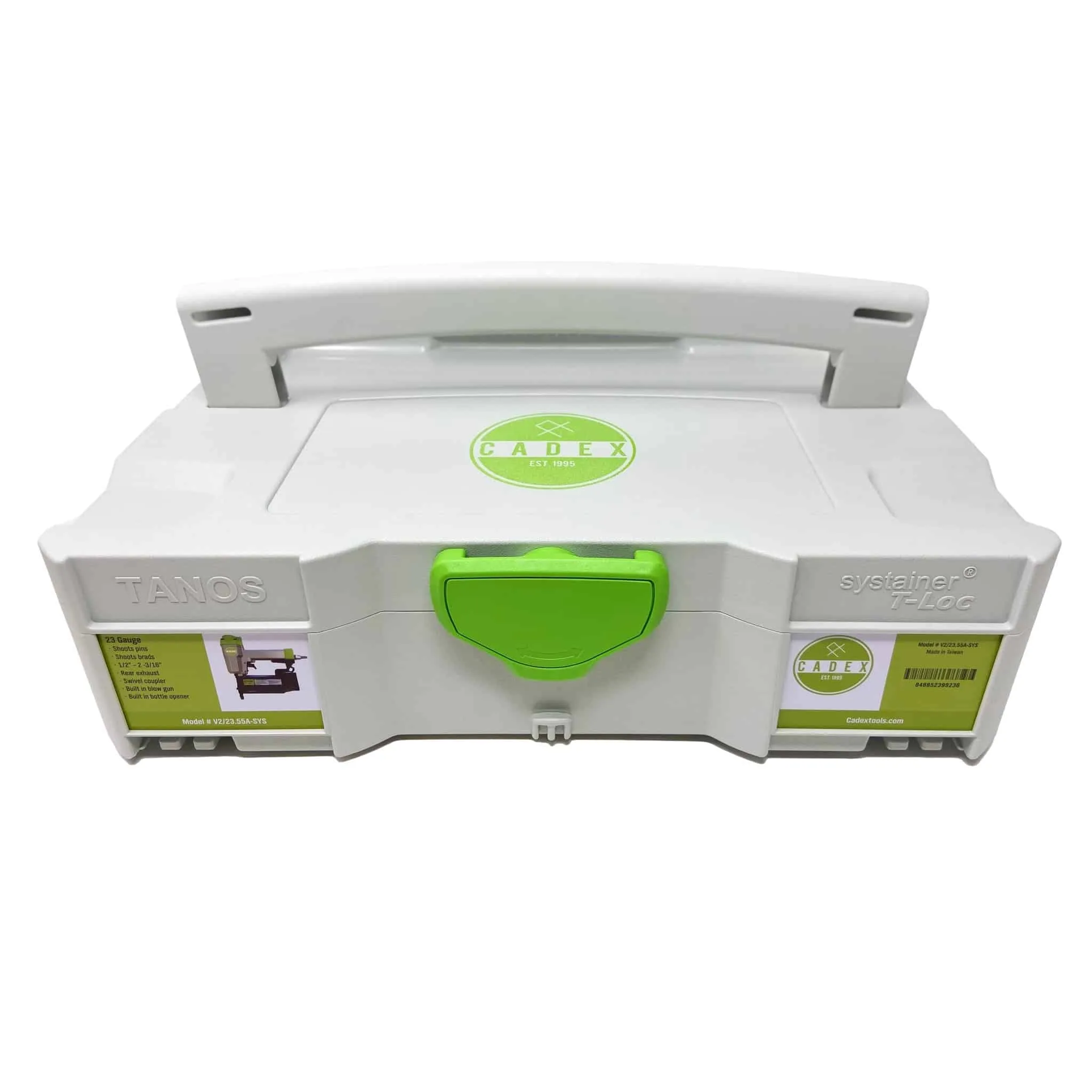 Cadex V2/23.55A 2-3/16" 23 Gauge Pinner / Brad Nailer Kit With Reverse Contact Safety, In ***SYSTAINER CASE***, With 8,000 Assorted Pins & Brads - Image 2