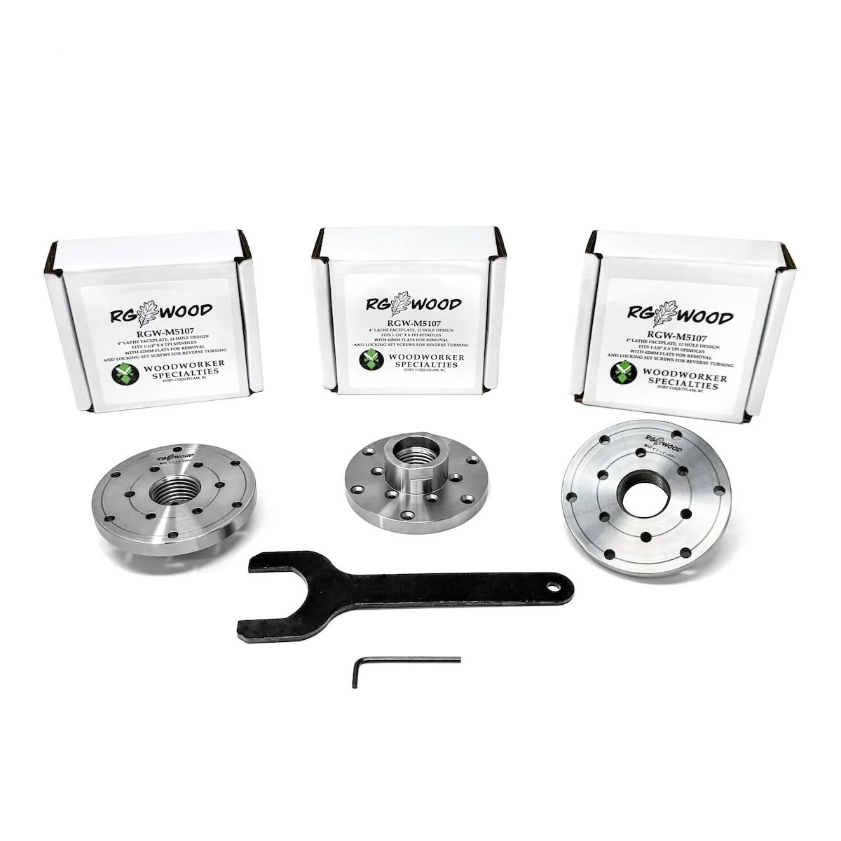 RGWOOD 3 Piece 4” Wood Lathe Faceplate Bundle (1-1/4” x 8tpi) - Image 3