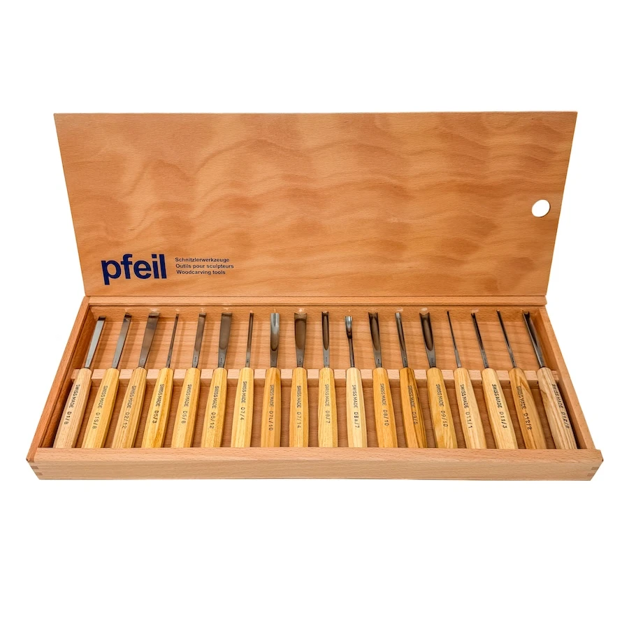 D18-03 D-Series 18 Piece Carving Set with Case by Pfeil Swiss Made - Image 1