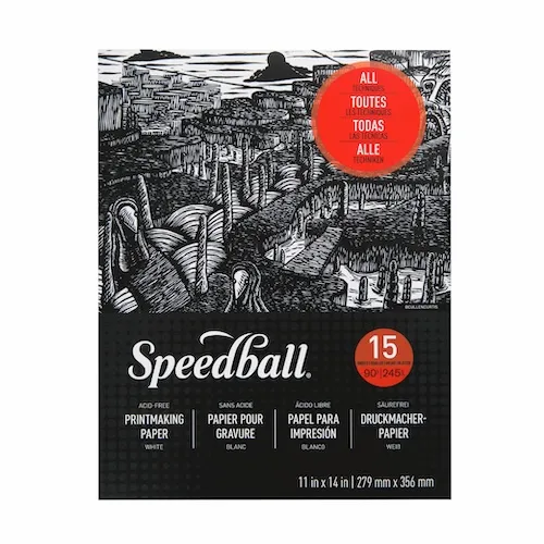 Speedball 15 Sheets 11x14 resized Speedball Printmaking Paper Pad 11 x 14 - Image 1